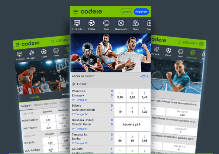 Live sports betting interface on the Codere